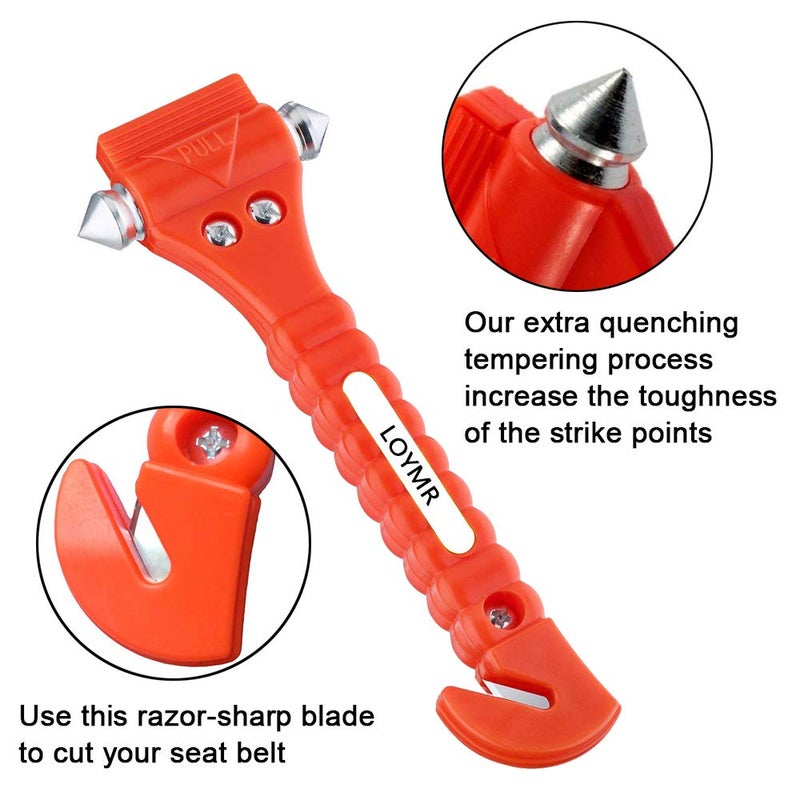 LOYMR Car Safety Hammer Set of 6 Emergency Escape Tool Auto Car Window Glass Hammer Breaker and Seat Belt Cutter Escape 2-in-1 for Family Rescue Auto Emergency Escape Tools - Image 2